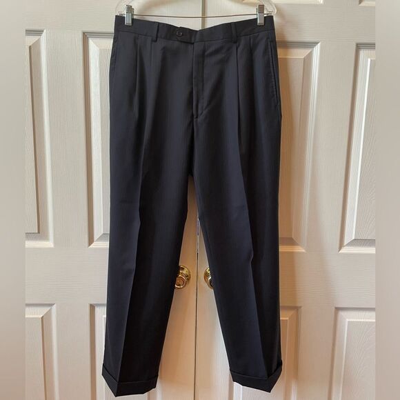 Navy Blue Pin Stripe Jos. A. Bank Signature Collection Suit 100% Wool 40R NWT - Picture 12 of 15